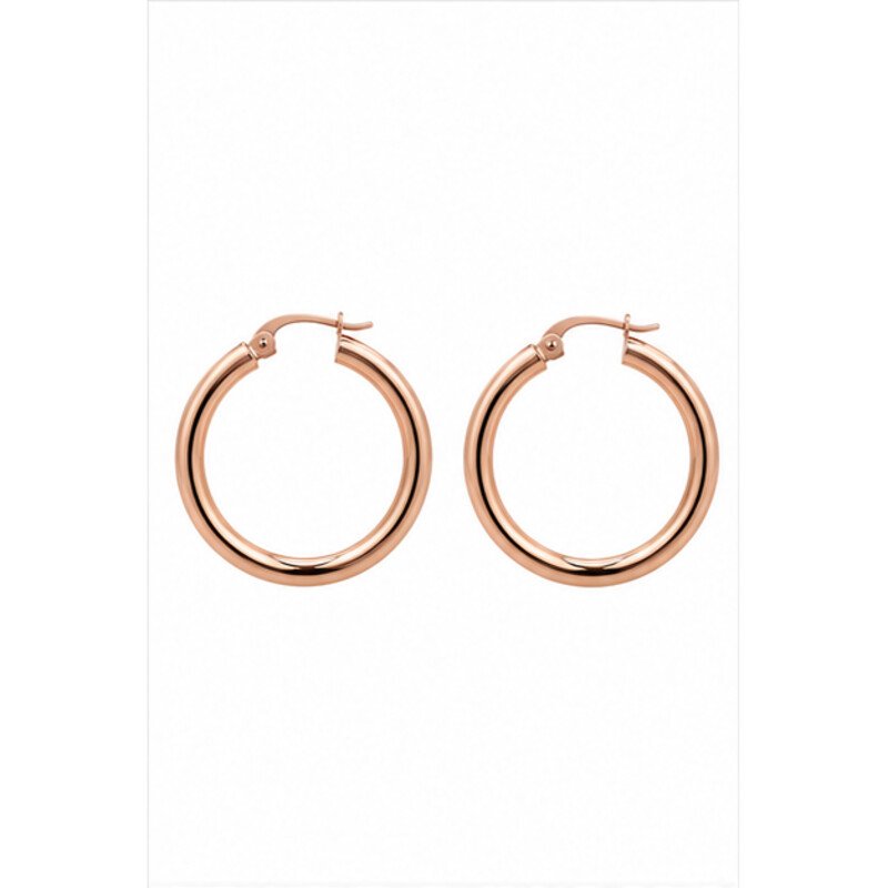 rose gold stainless steel hoop earrings - front view