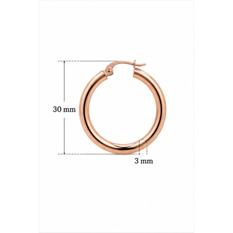 rose gold stainless steel hoop earrings - size view