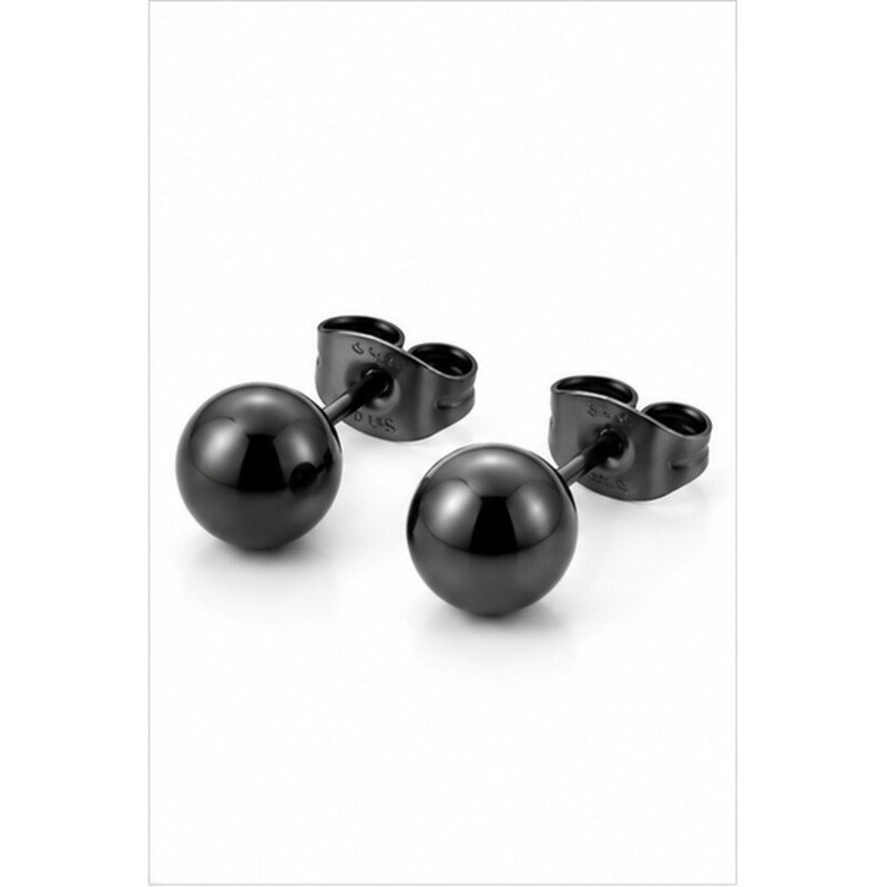 black stainless steel stud earrings - angle view