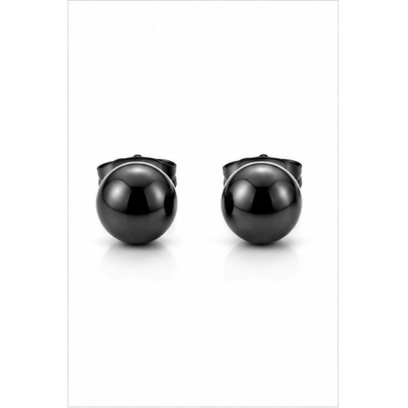 black stainless steel stud earrings - front view
