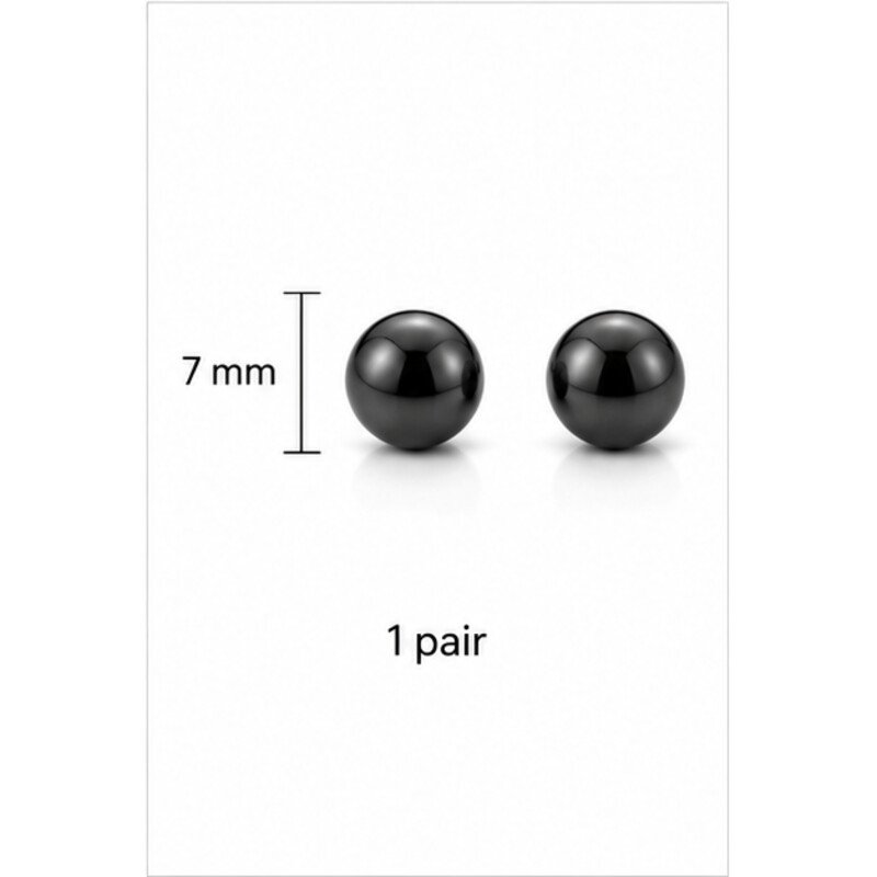 black stainless steel stud earrings - size view