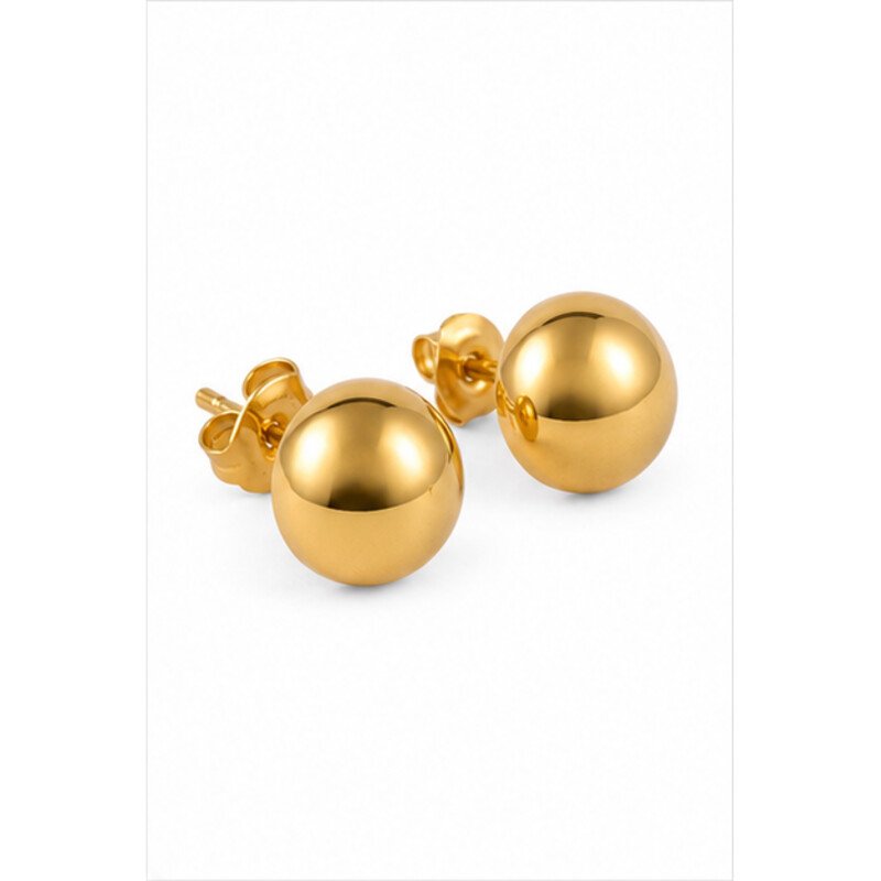 gold stainless steel stud earrings - angle view