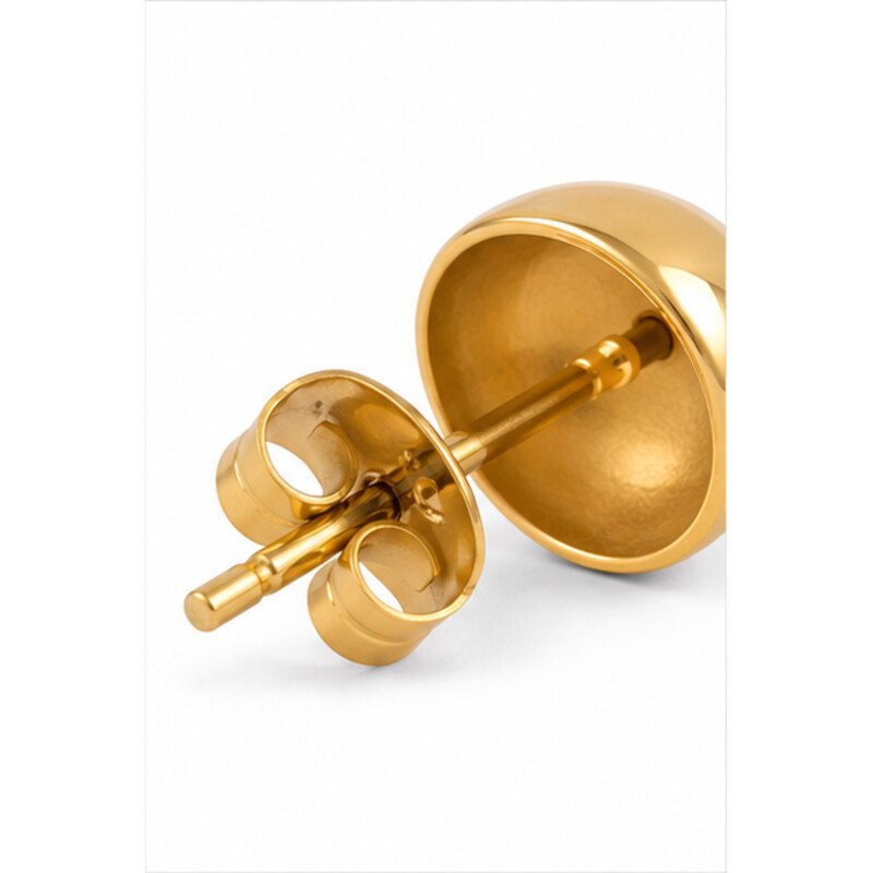 gold stainless steel stud earrings - detail view