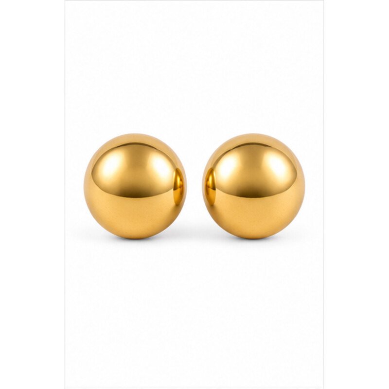 gold stainless steel stud earrings - front view