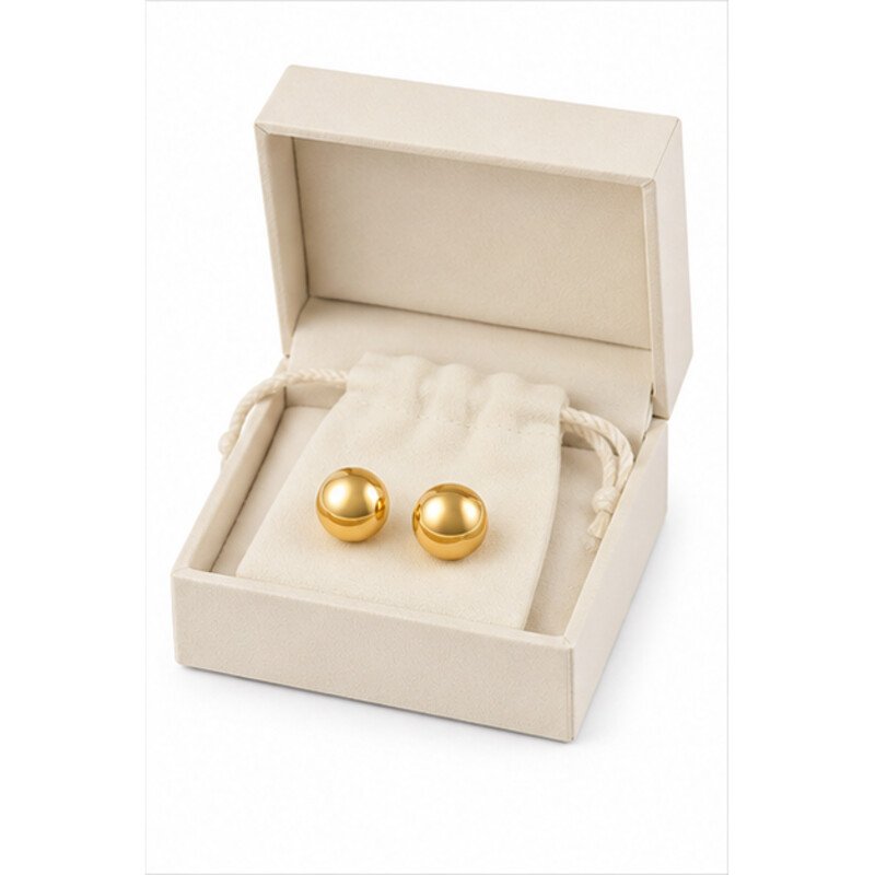 gold stainless steel stud earrings - packaging view
