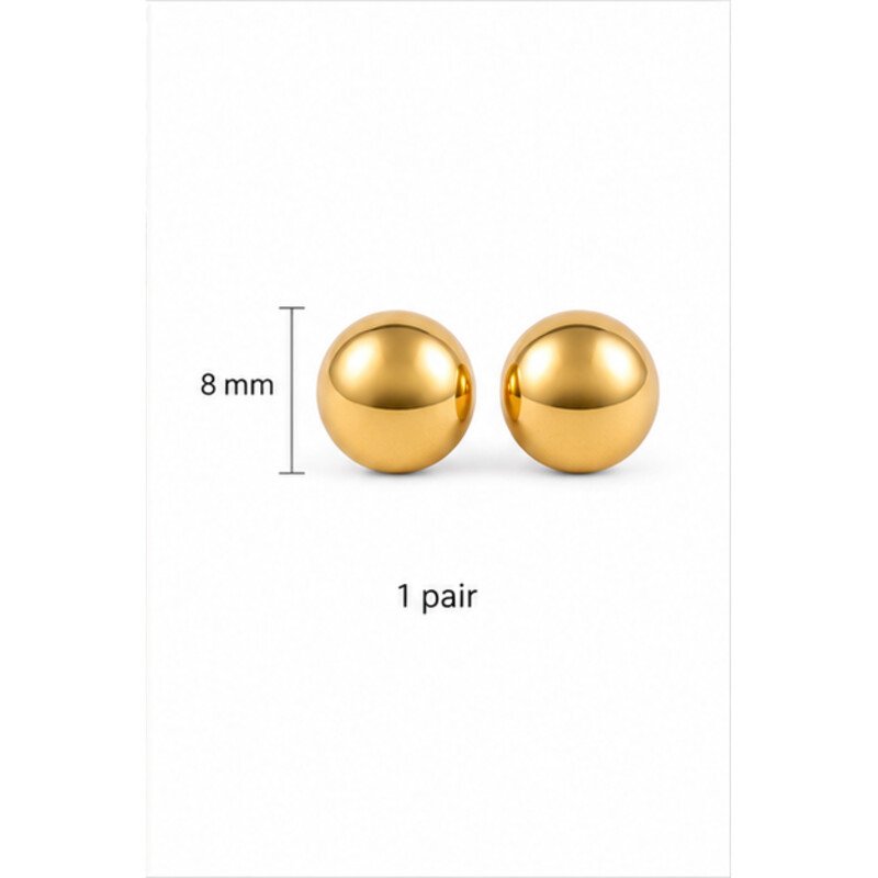 gold stainless steel stud earrings - size view