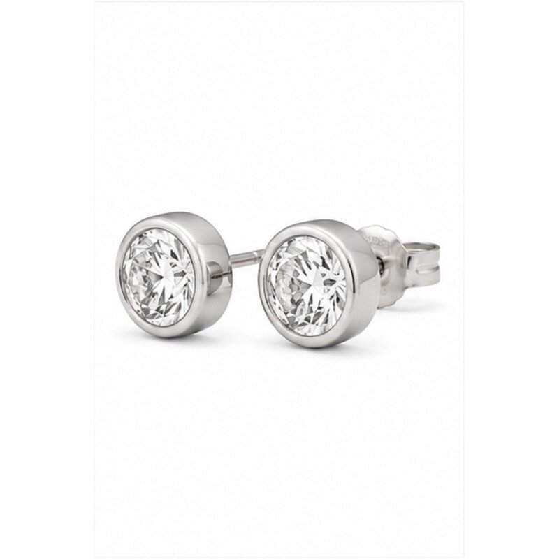 stainless steel diamond stud earrings - angle view