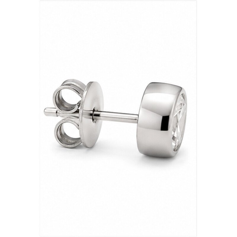 stainless steel diamond stud earrings - detail view