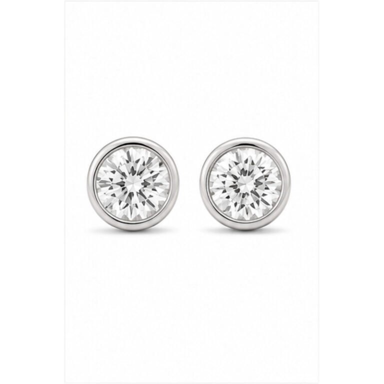 stainless steel diamond stud earrings - front view