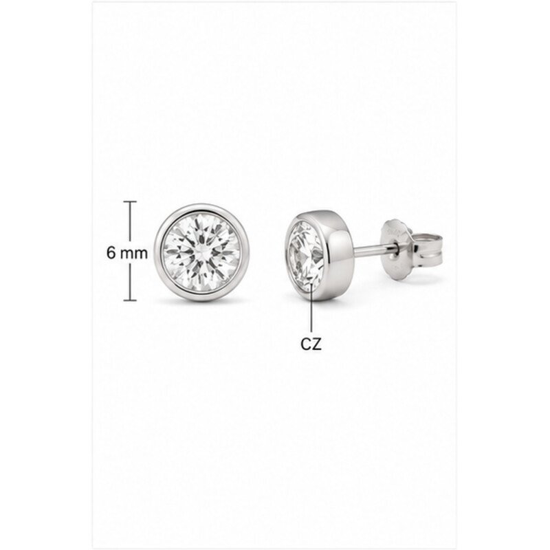 stainless steel diamond stud earrings - size view