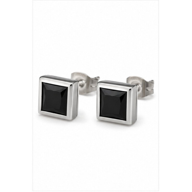 mens stainless steel stud earrings - angle view
