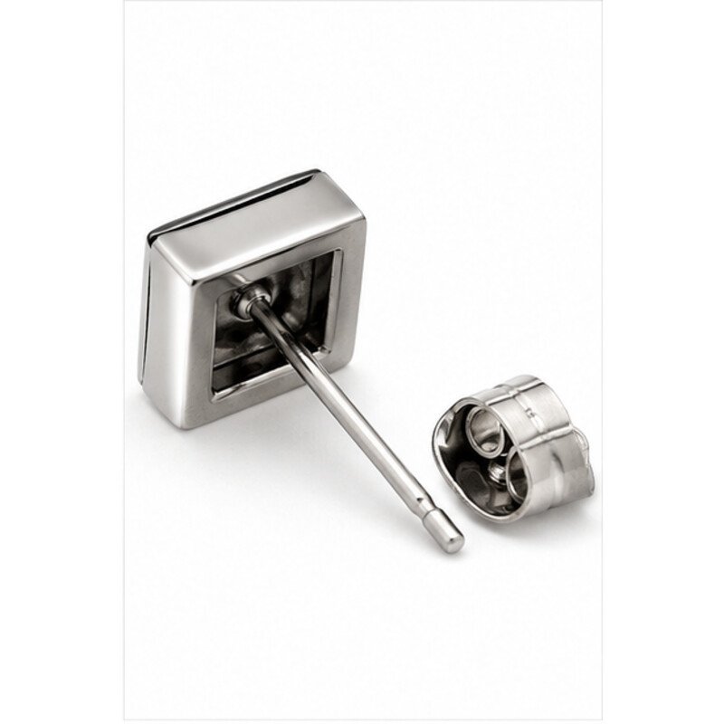 mens stainless steel stud earrings - detail view
