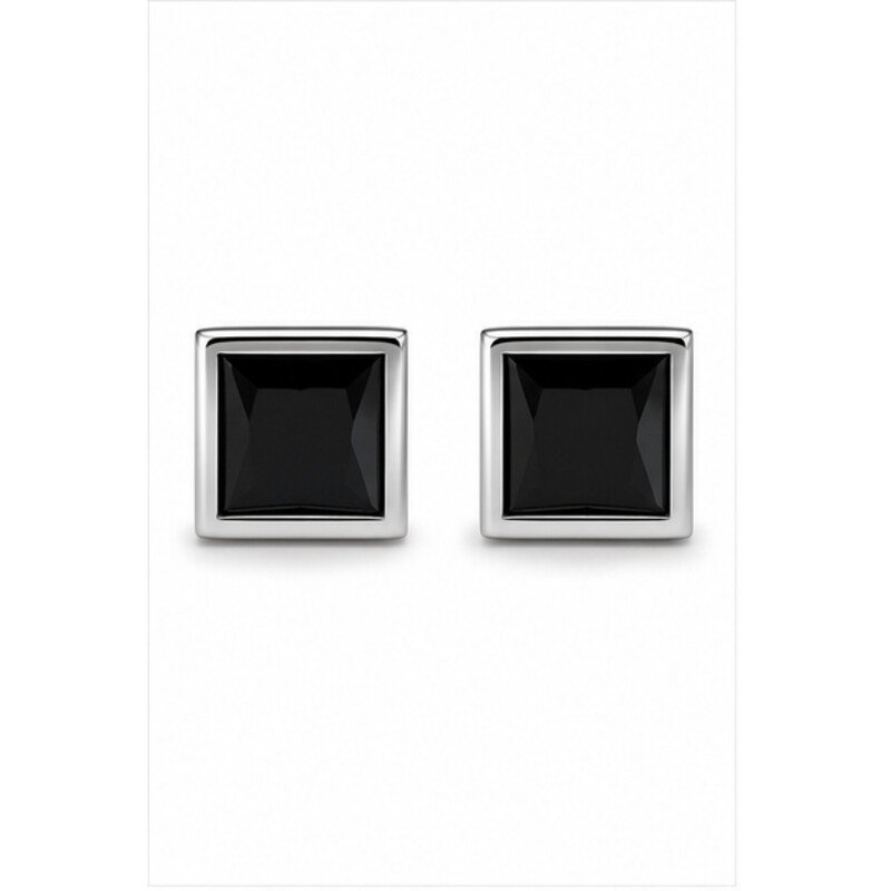 mens stainless steel stud earrings - front view