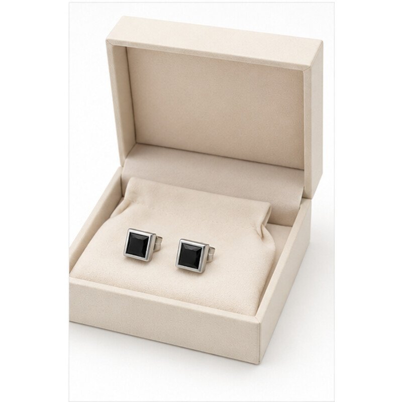 mens stainless steel stud earrings - packaging view