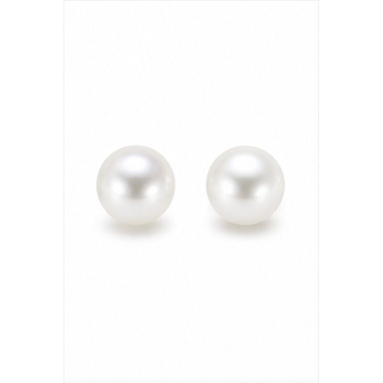 stainless steel pearl stud earrings - front view