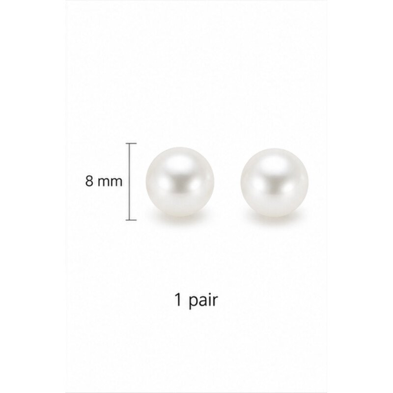 stainless steel pearl stud earrings - size view