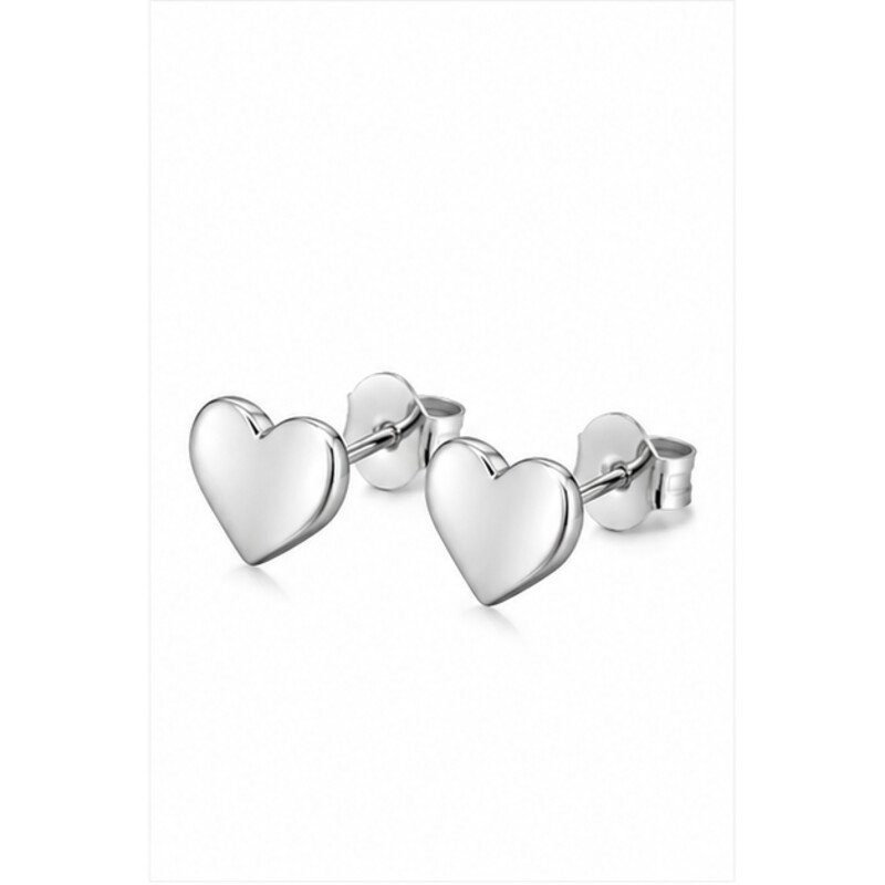 stainless steel heart earrings - angle view