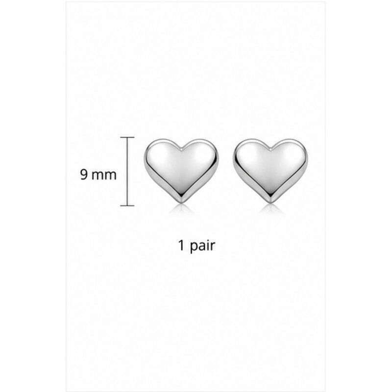 stainless steel heart earrings - size view