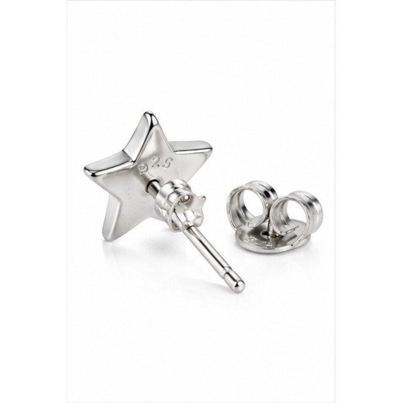 stainless steel star earrings - detail view