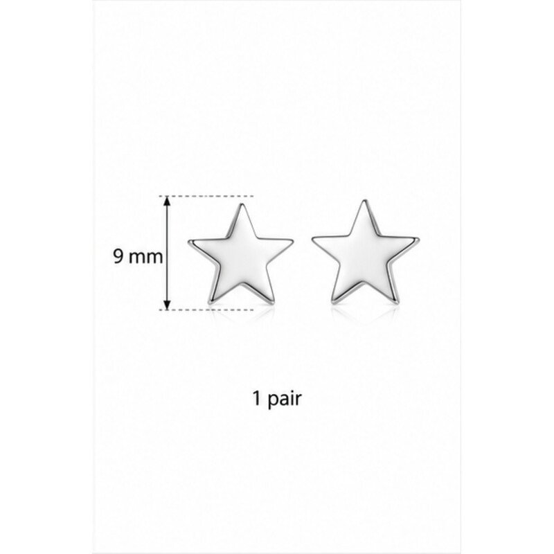 stainless steel star earrings - size view