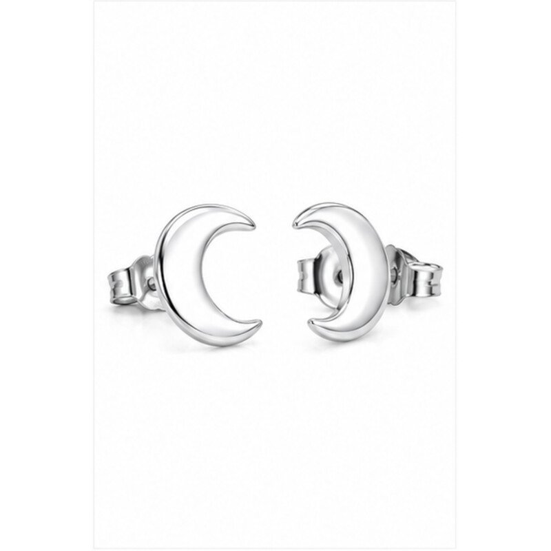 stainless steel moon earrings - angle view