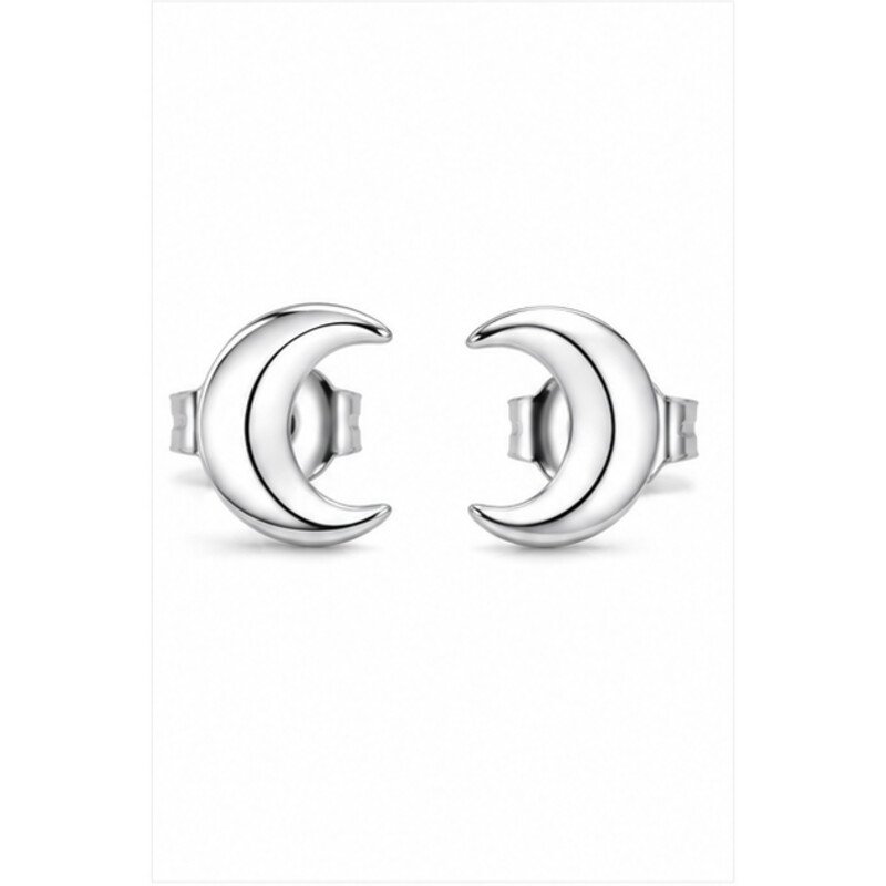 stainless steel moon earrings - front view