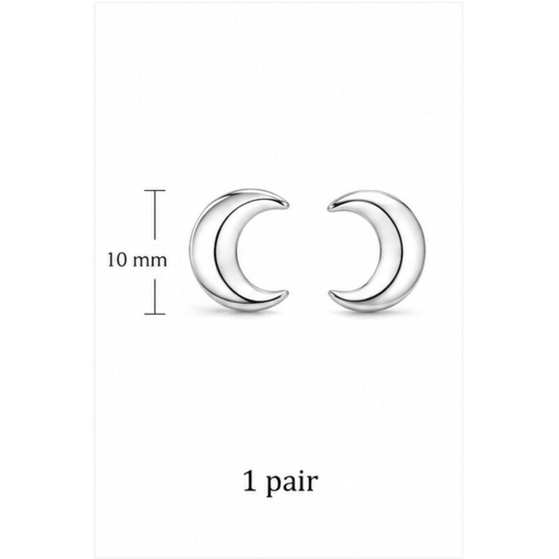stainless steel moon earrings - size view