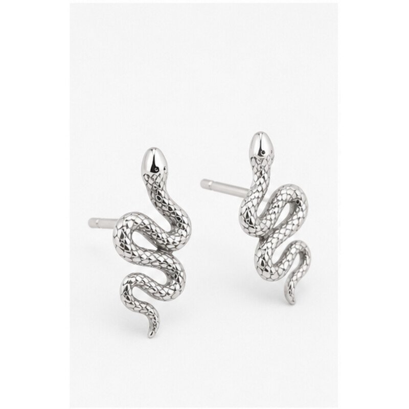 stainless steel snake earrings - angle view