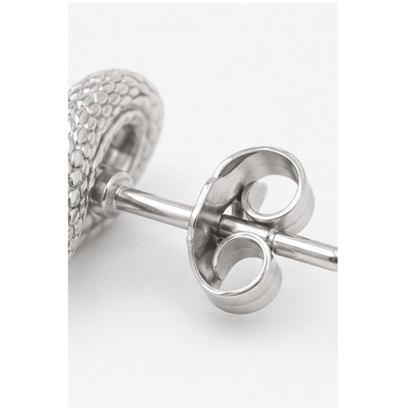 stainless steel snake earrings - detail view
