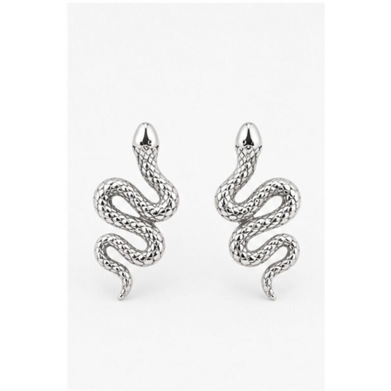 stainless steel snake earrings - front view