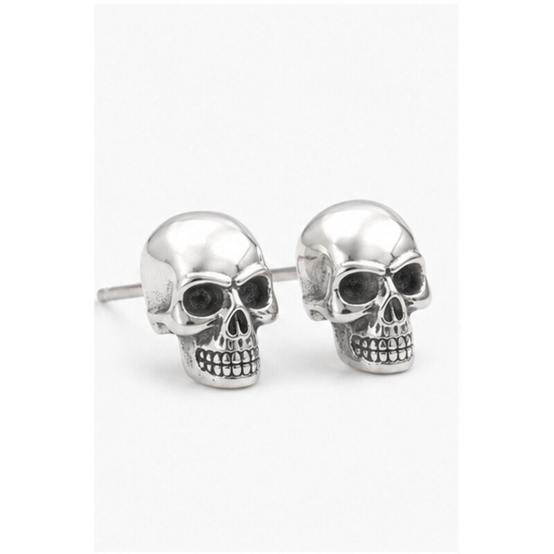 stainless steel skull earrings - angle view