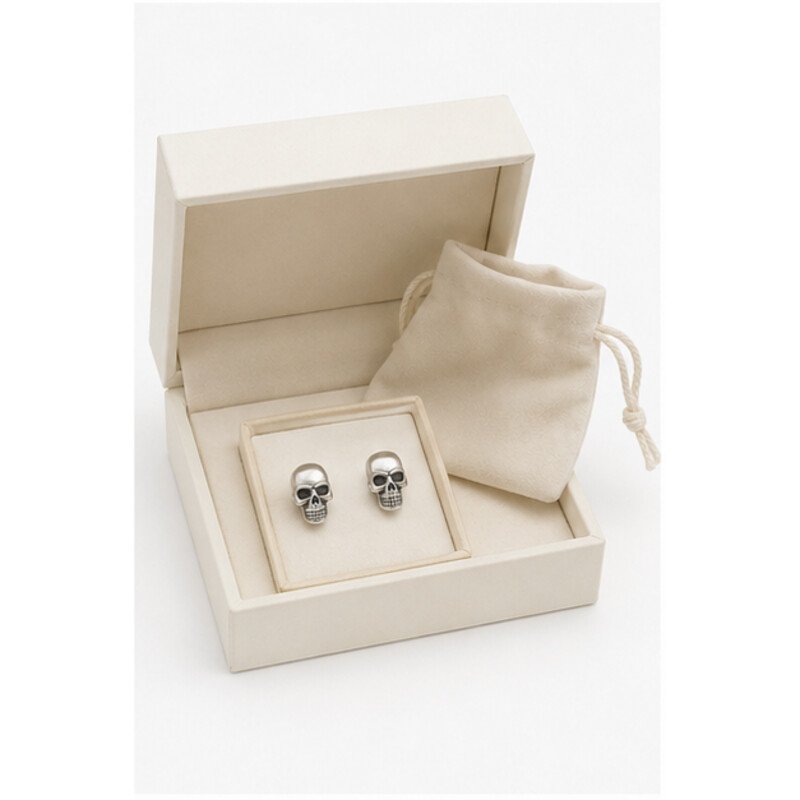 stainless steel skull earrings - packaging view