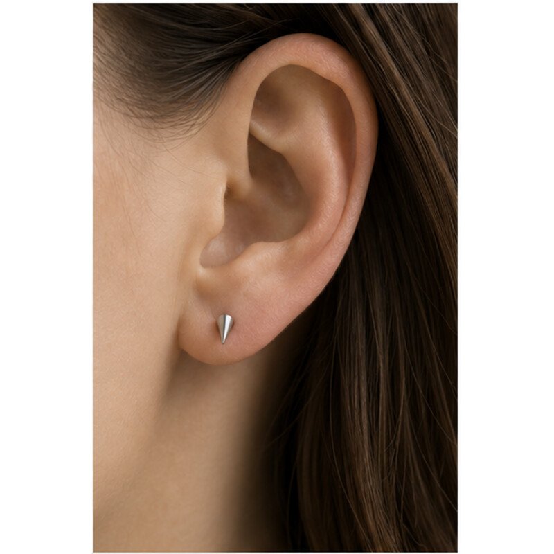 stainless steel spike earrings - model view