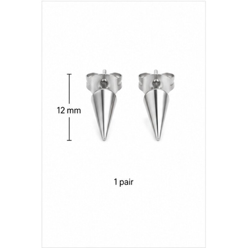 stainless steel spike earrings - size view
