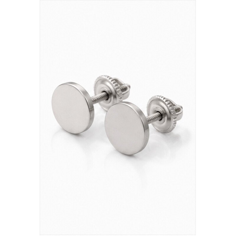 stainless steel screw back earrings - angle view