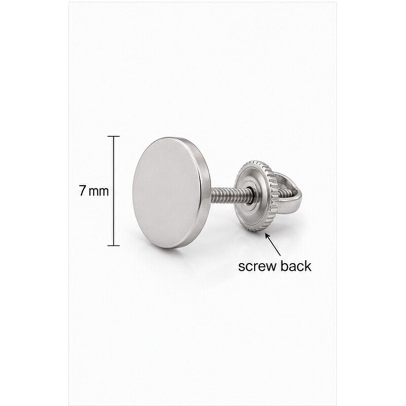 stainless steel screw back earrings - size view