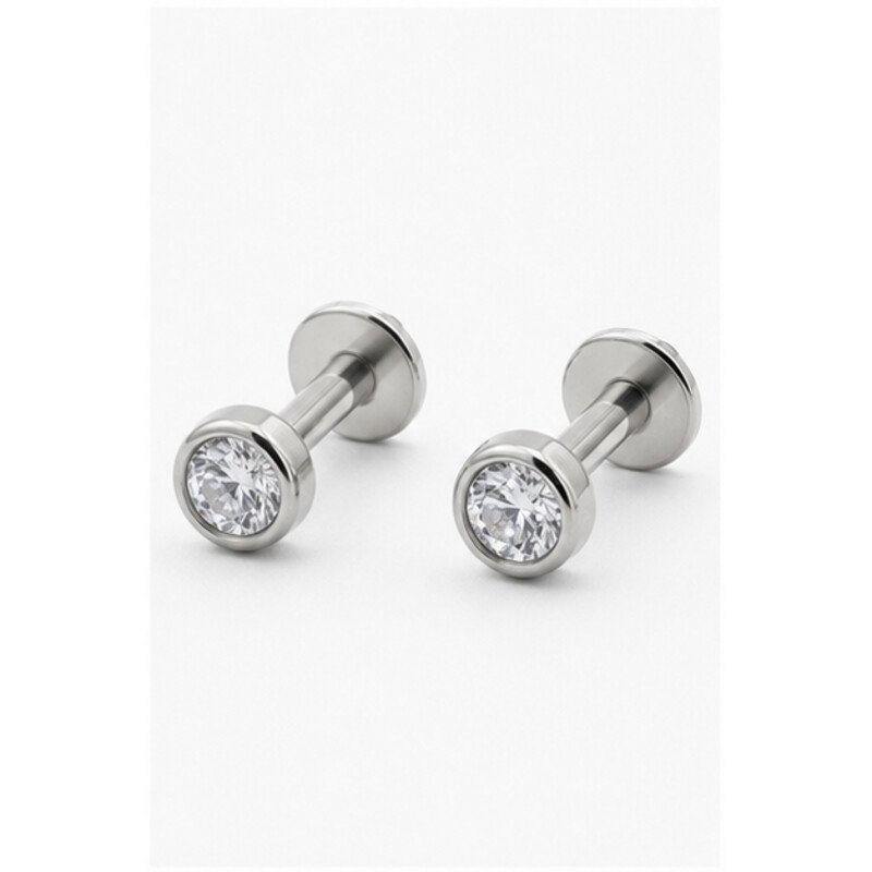 stainless steel flat back earrings - angle view
