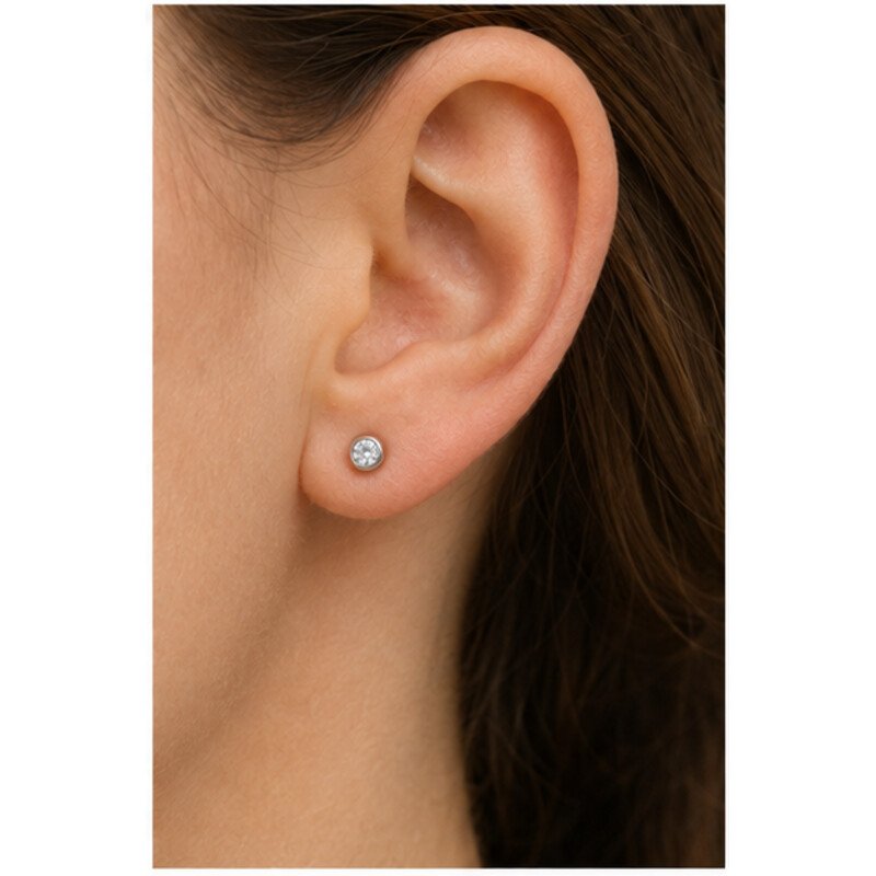 stainless steel flat back earrings - model view