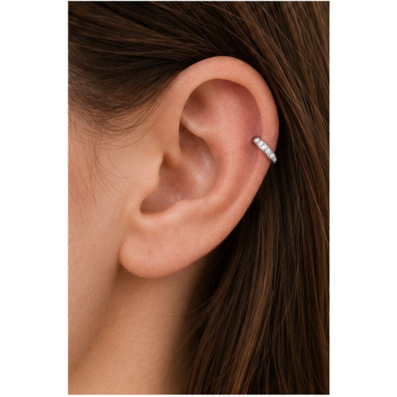 surgical steel helix earrings - model view
