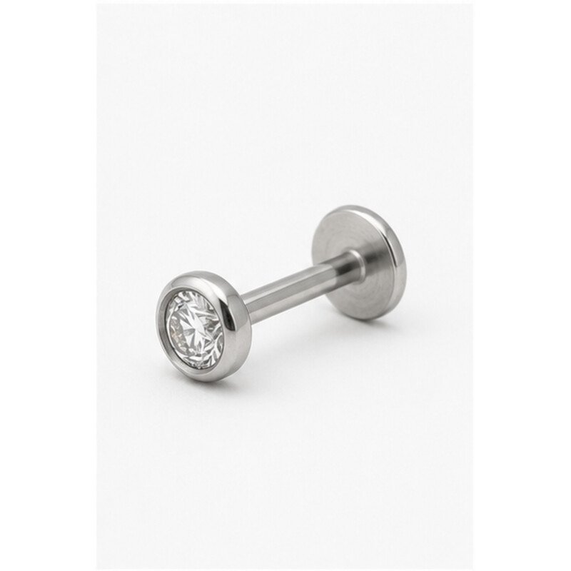 stainless steel tragus stud - angle view