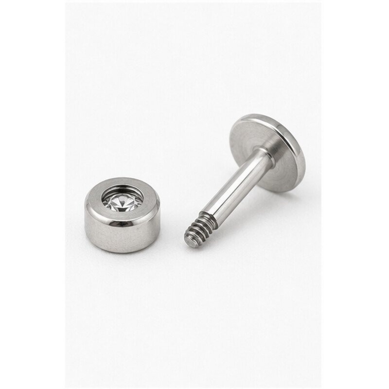 stainless steel tragus stud - detail view