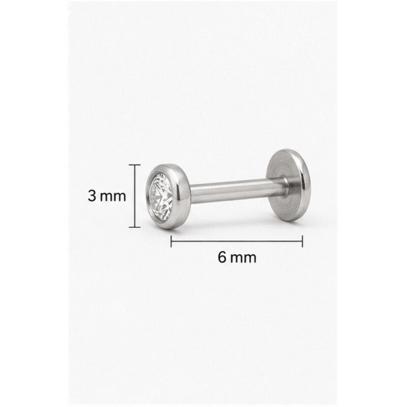 stainless steel tragus stud - size view