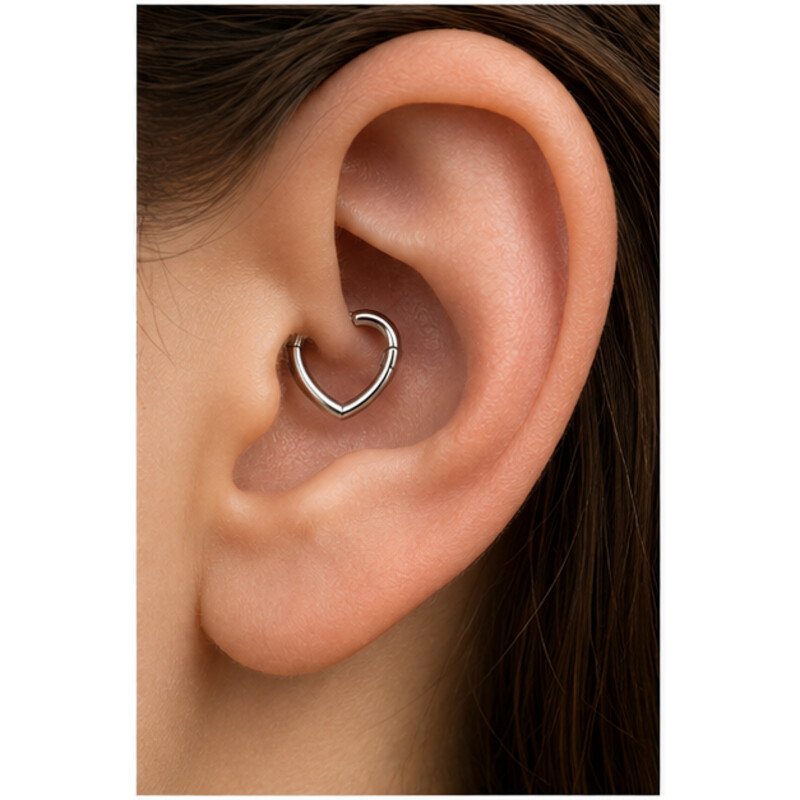 stainless steel daith earrings - model view