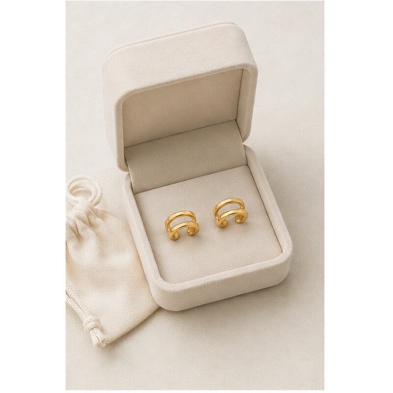 gold stainless steel ear cuff - packaging view