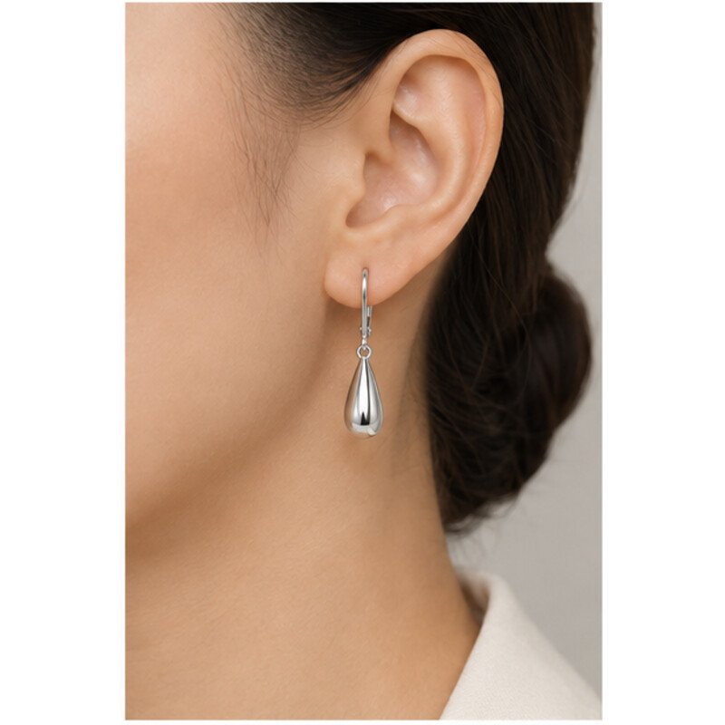 stainless steel drop earrings - model view
