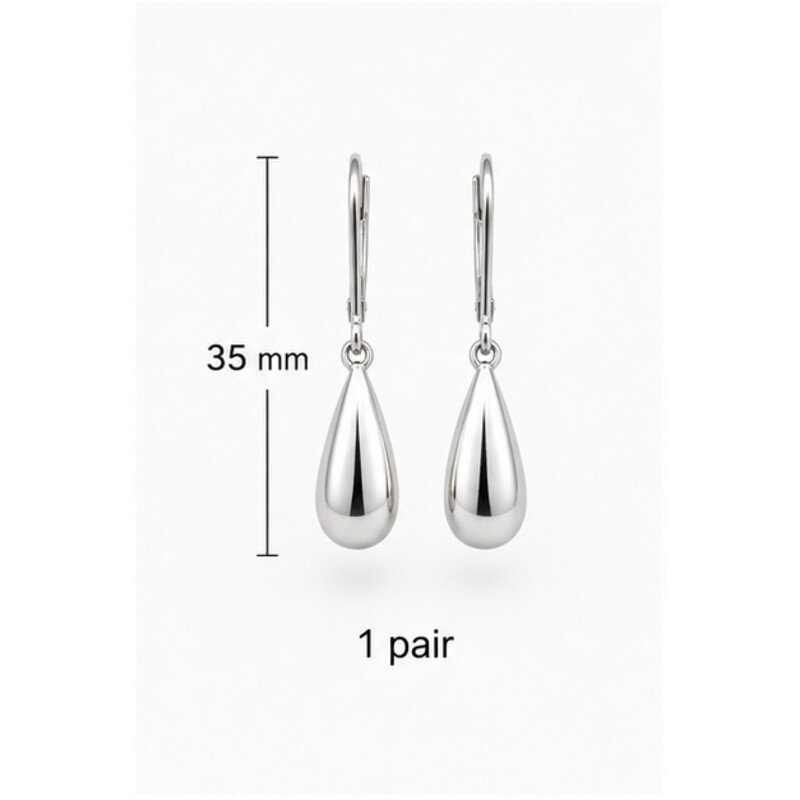 stainless steel drop earrings - size view