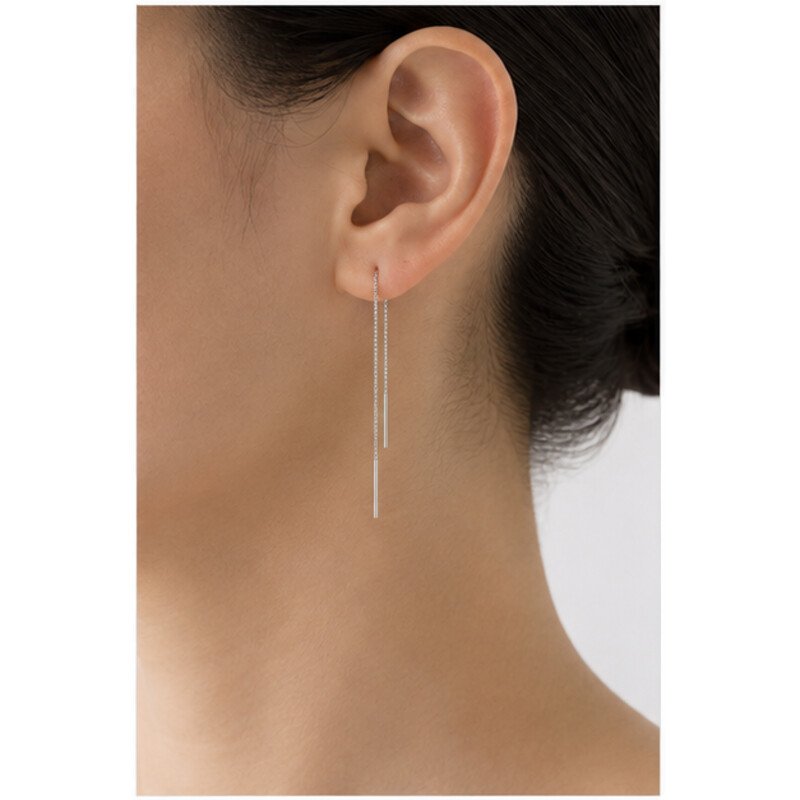 stainless steel dangle earrings - model view