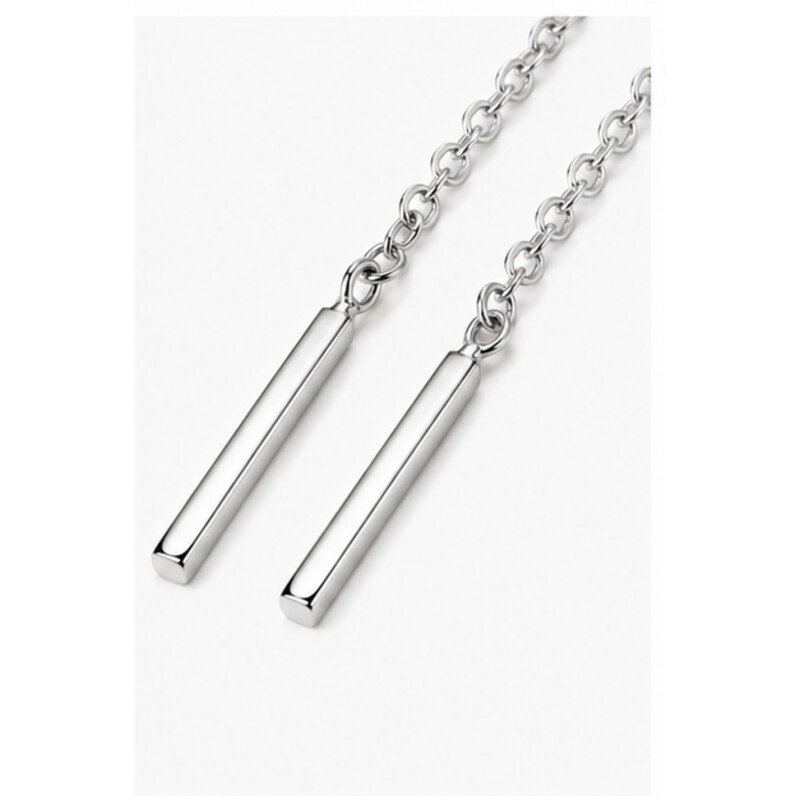 stainless steel threader earrings - detail view