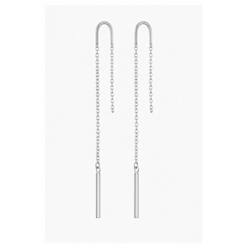 stainless steel threader earrings - front view