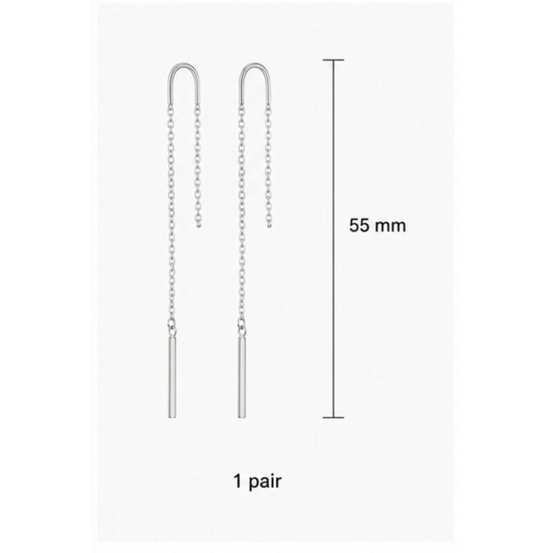 stainless steel threader earrings - size view